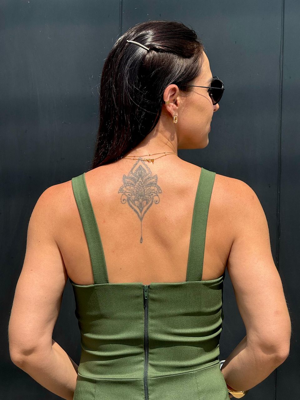 Vestido Midi Carolina Verde Militar