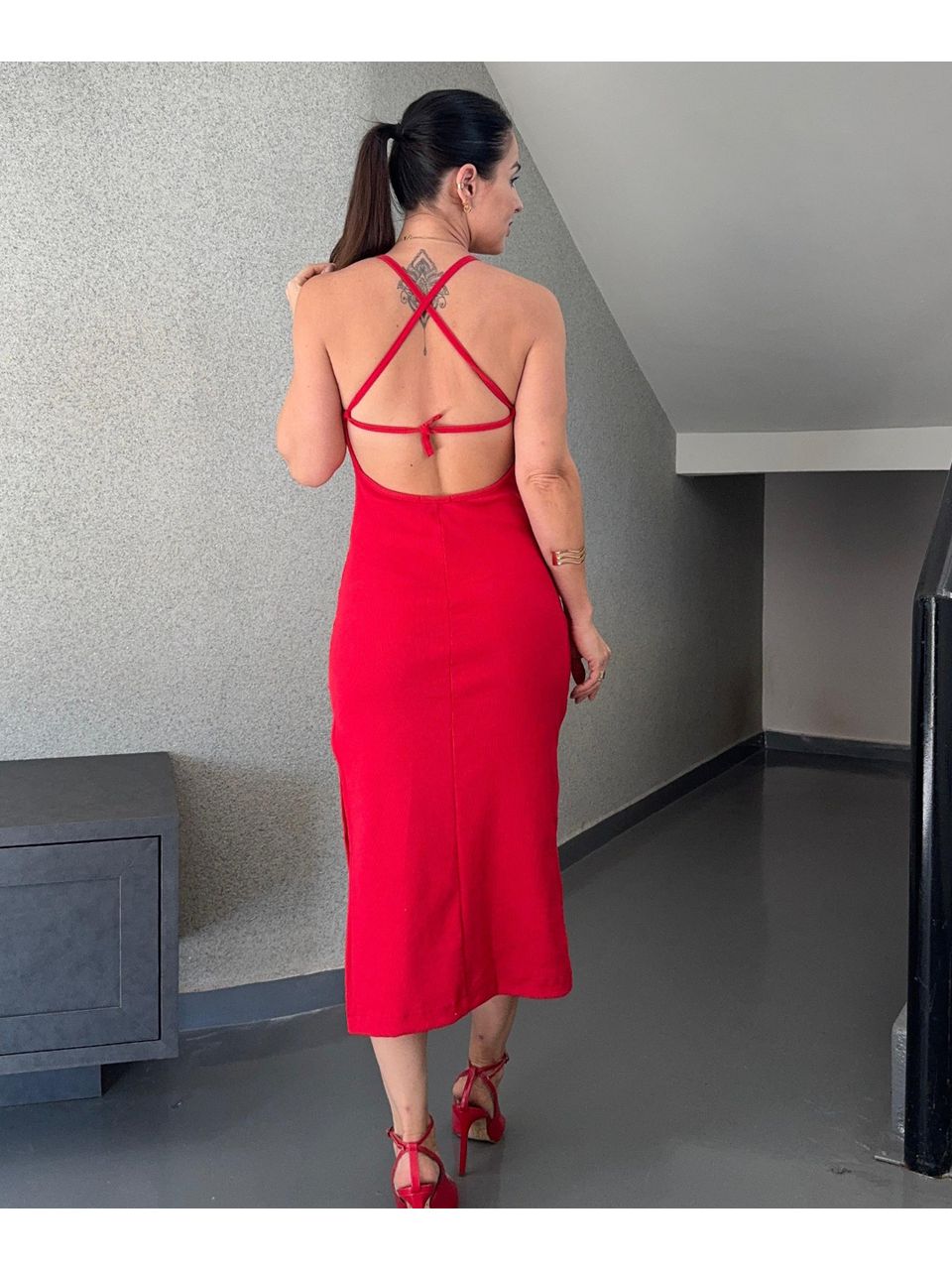 Vestido Midi Céline Vermelho