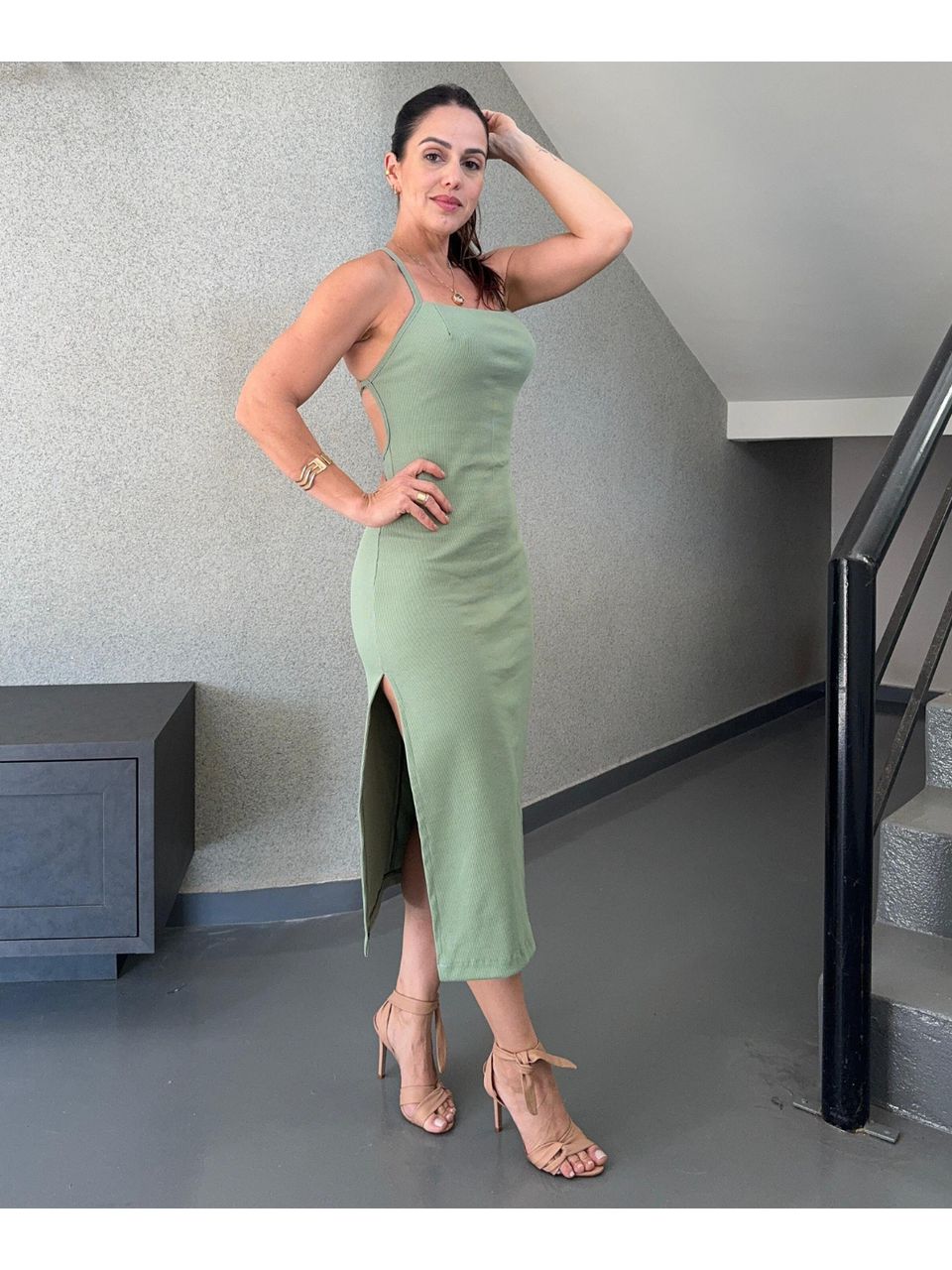 Vestido Midi Céline Verde Menta