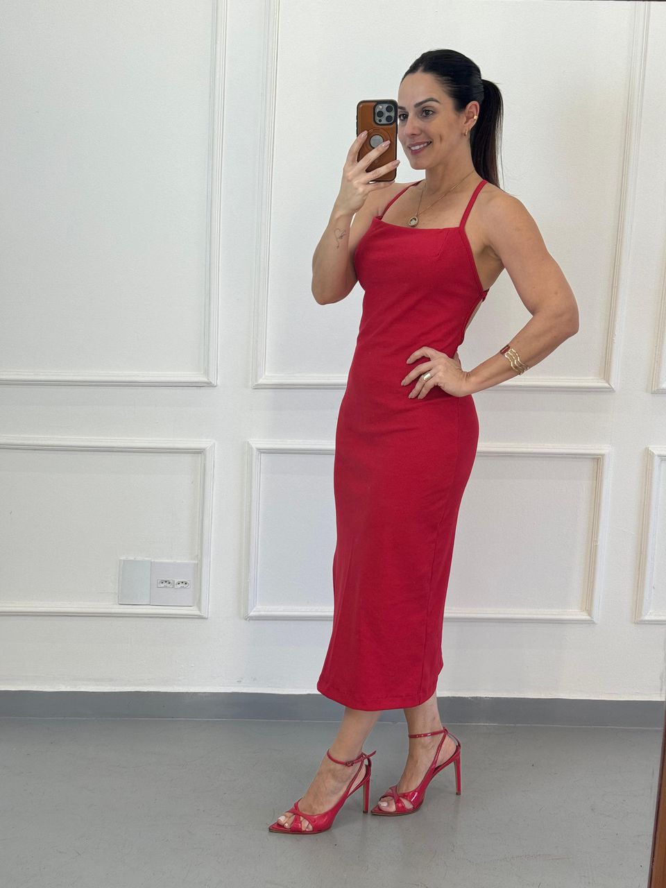 Vestido Midi Céline Vermelho - Arpaia
