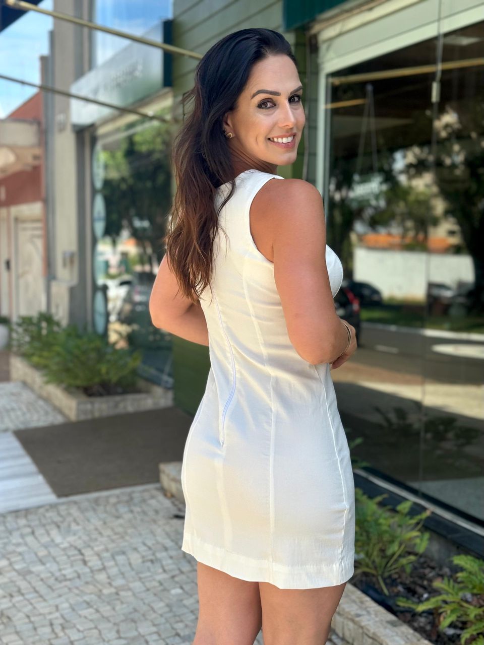 Vestido Tubinho Alfaiataria Chloé Off White