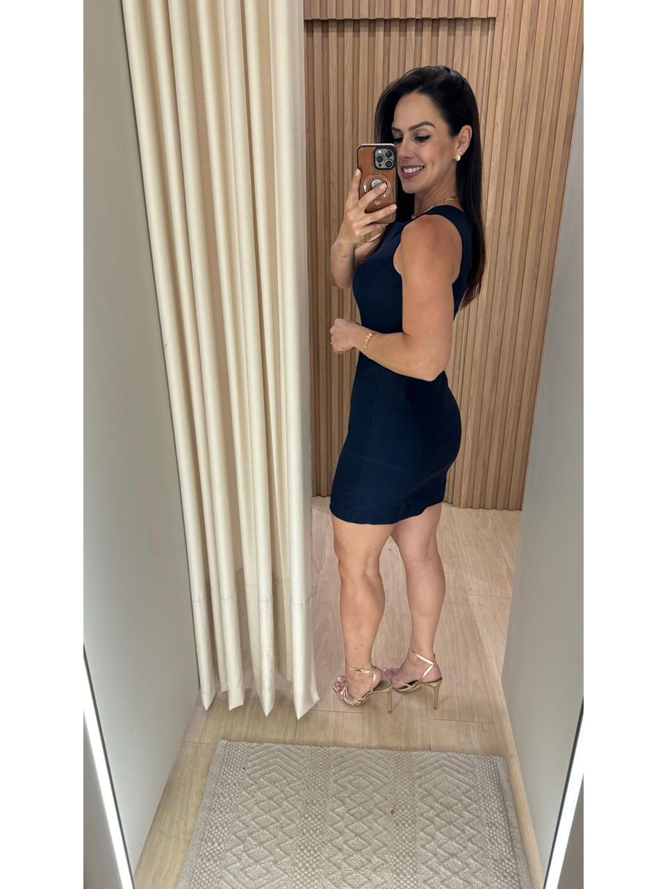 Vestido Tubinho Alfaiataria Chloé Azul Marinho