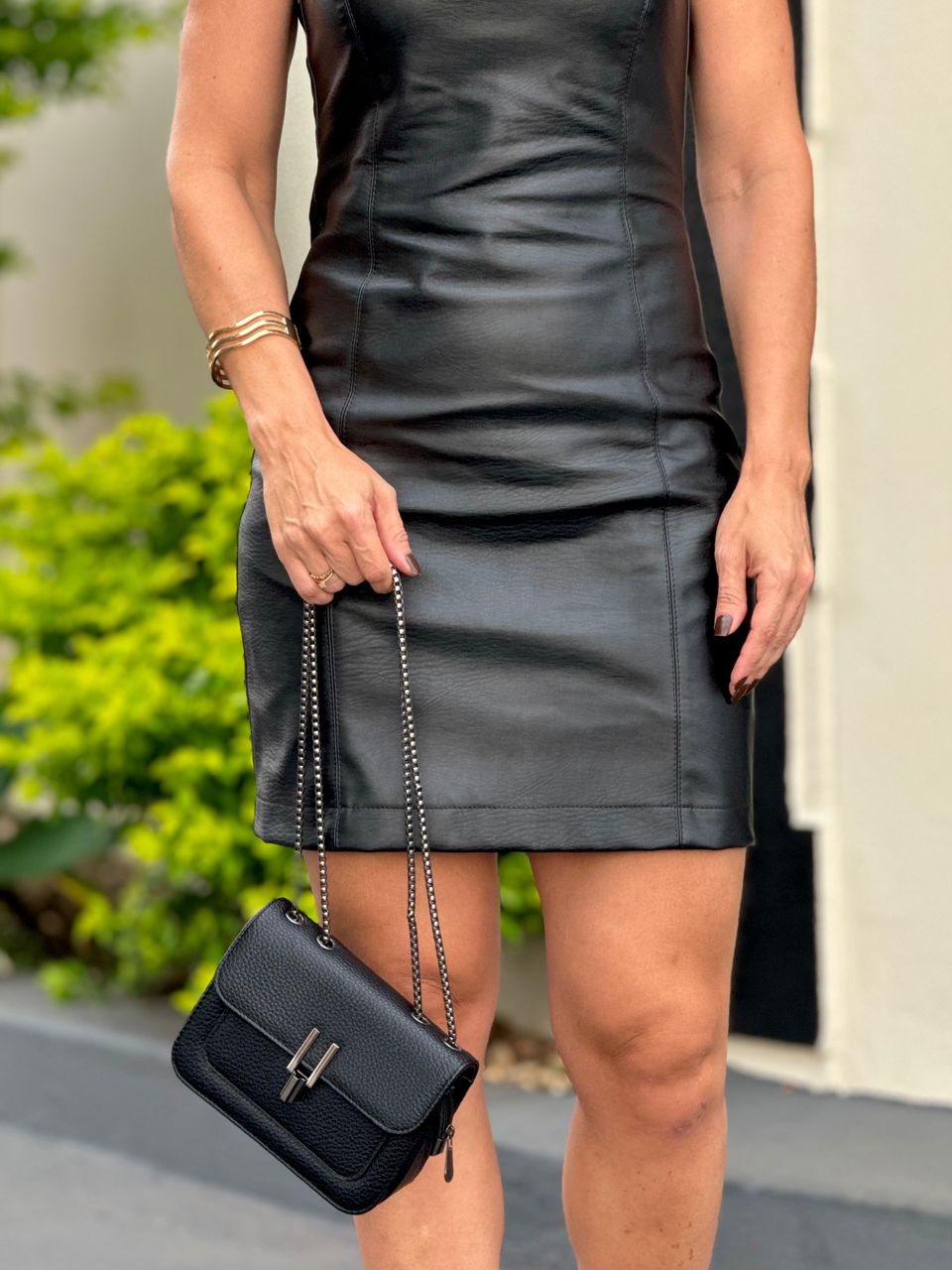 Vestido Courino Tubinho Preto Chloé