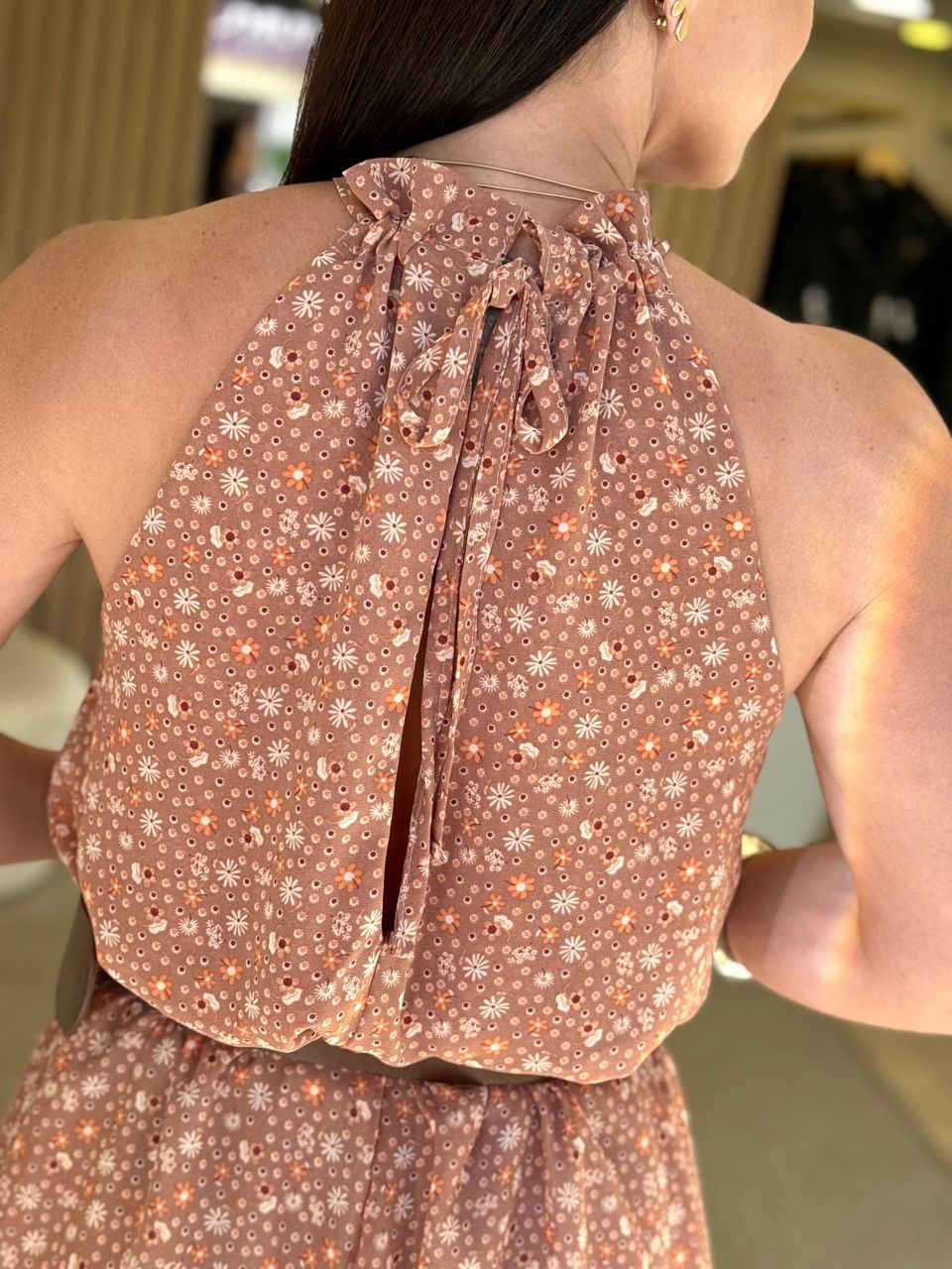 Vestido Chiffon Floral Nude Constance