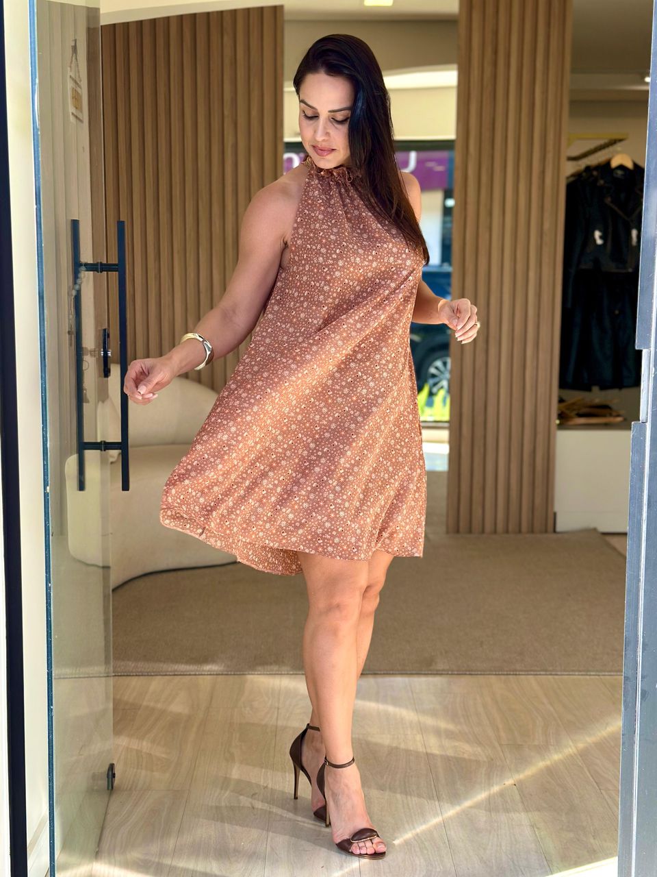 Vestido Chiffon Floral Nude Constance