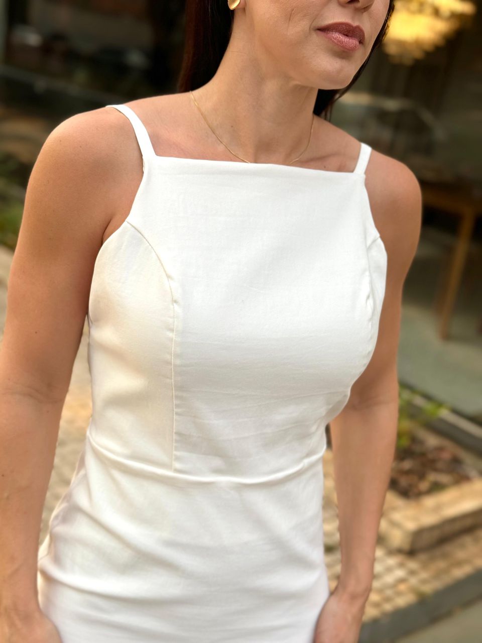 Vestido Midi Costas Abertas Diamond Off White