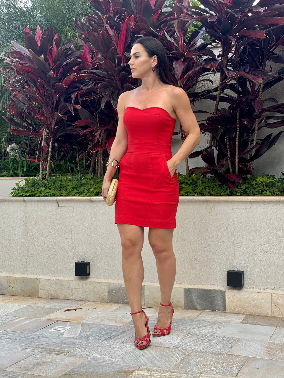 Vestido Tomara que Caia Alfaiataria Dri Vermelho