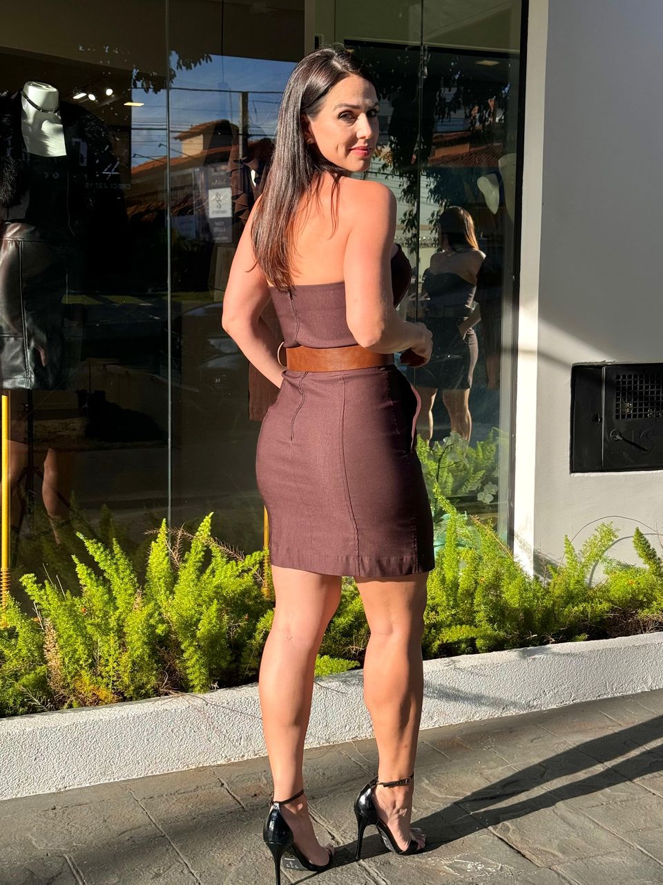 Vestido Tomara que Caia Alfaiataria Coffee Dri