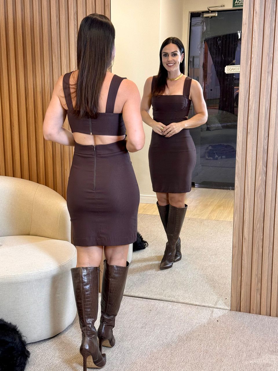 Vestido Curto Eleonora Coffee