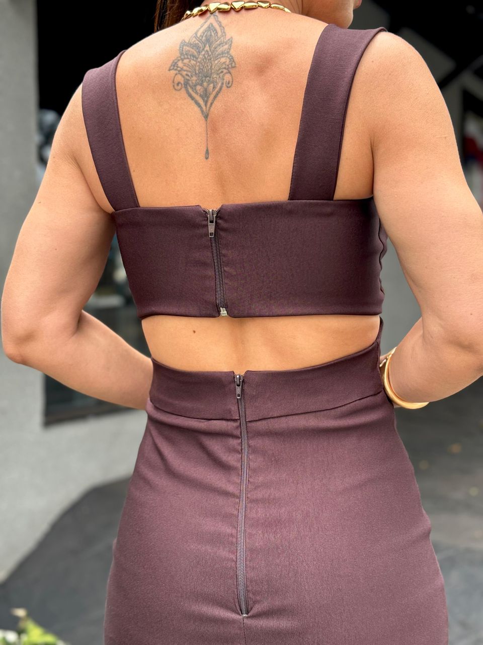 Vestido Curto Eleonora Coffee