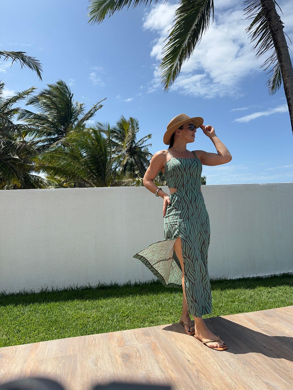 Vestido Linho Eloise Estampa Folhas