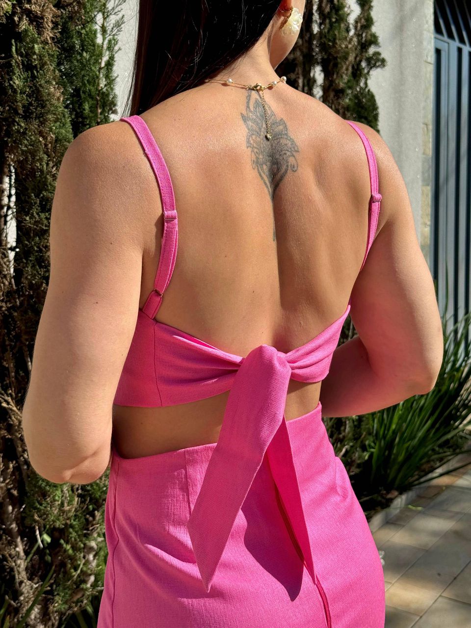 Vestido Linho Eloise Rosa Chiclete