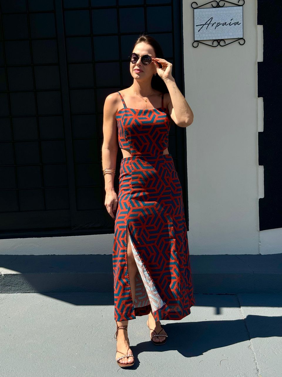 Vestido Linho Eloise Estampa Mosaico - Arpaia