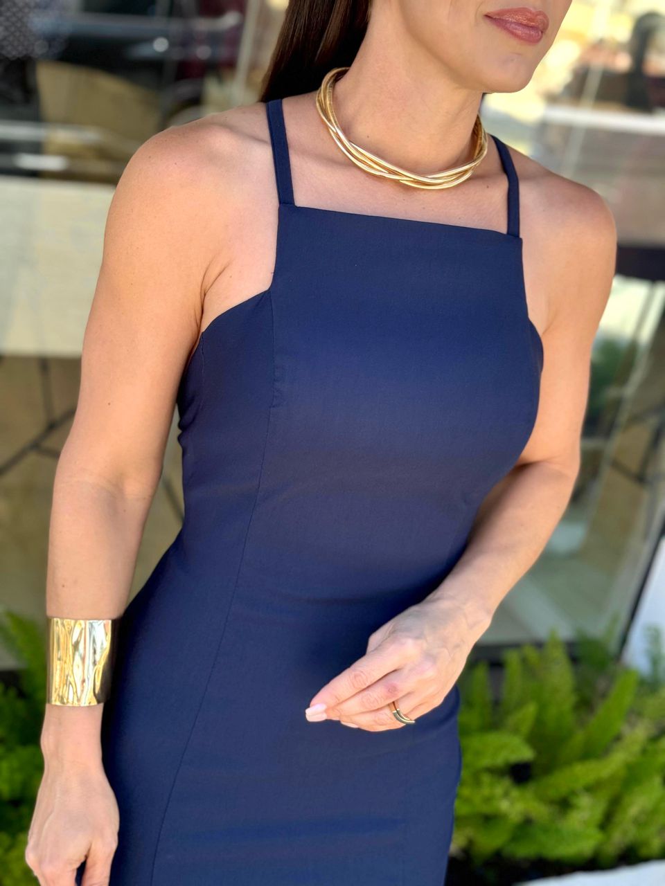 Vestido Midi Genebra Azul Marinho