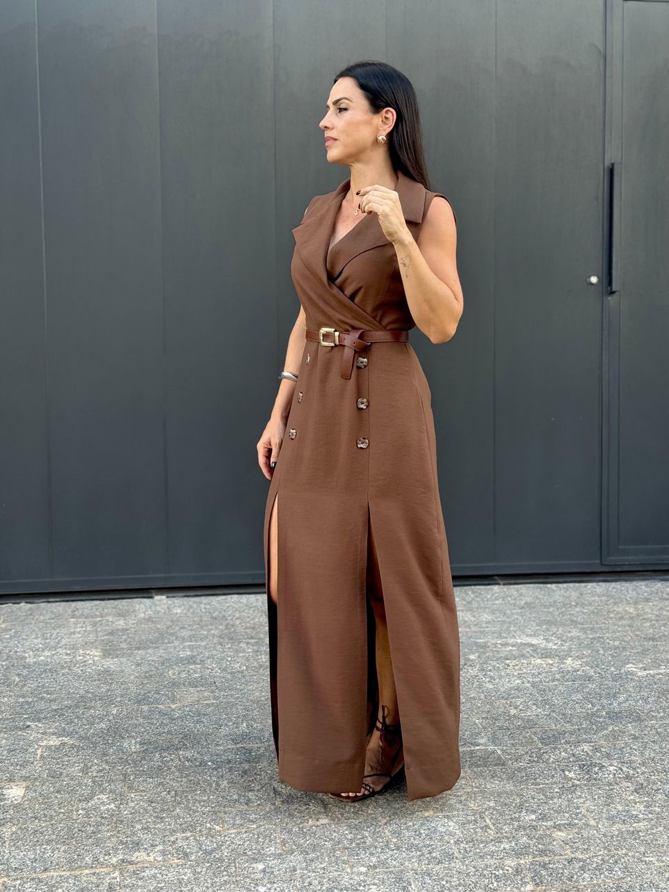 Vestido Longo Iara Chocolate - Arpaia