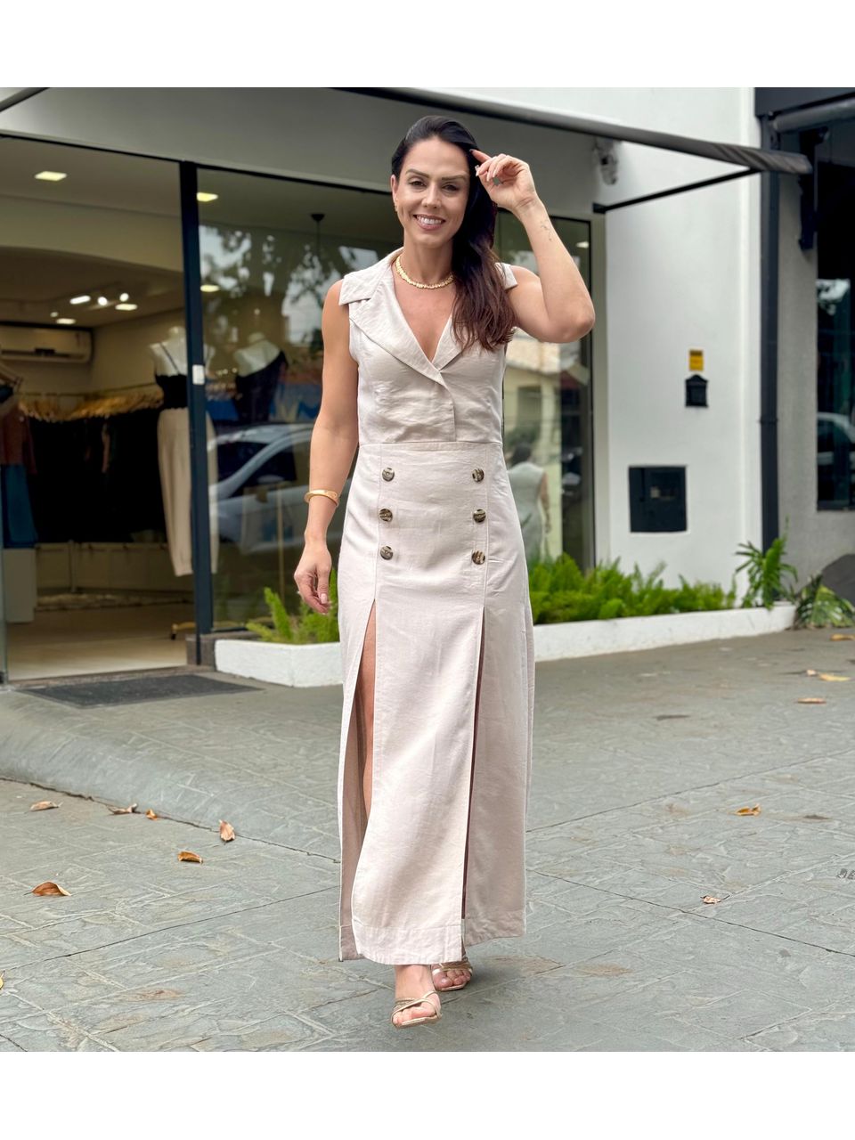 Vestido Longo Areia Iara