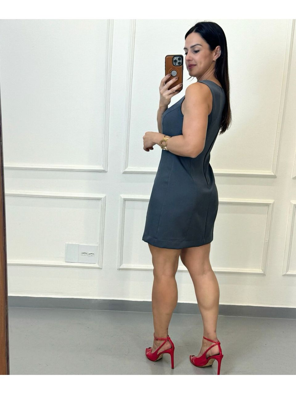 Vestido Melina Cinza Chumbo