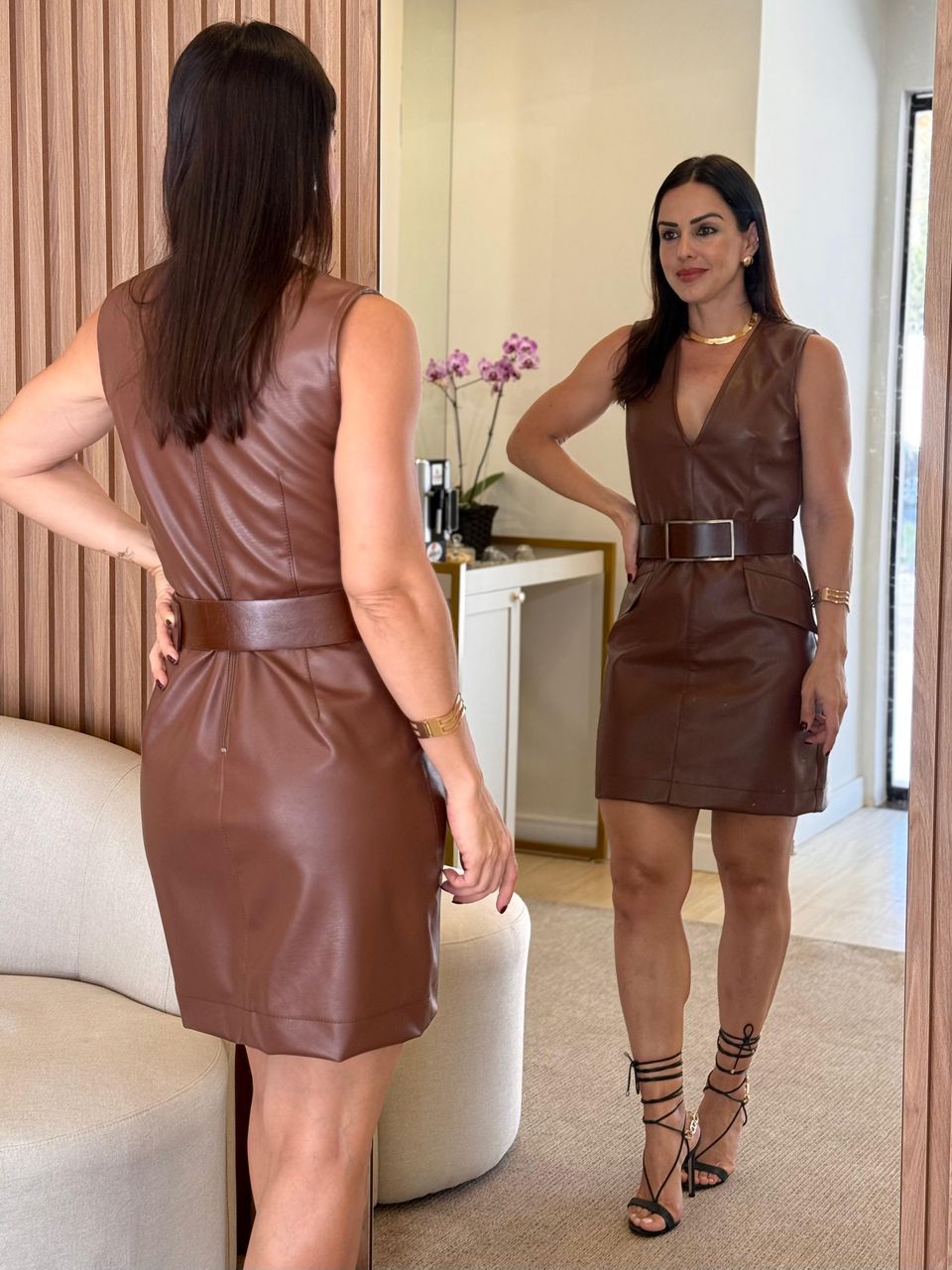 Vestido Courino Miranda Marrom