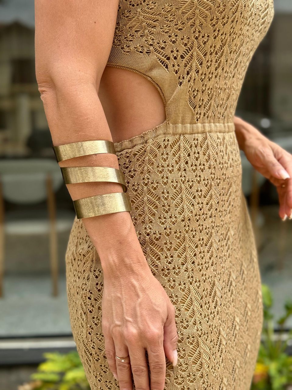 Vestido Tricô Longo Tomara que Caia Maldivas Bronze