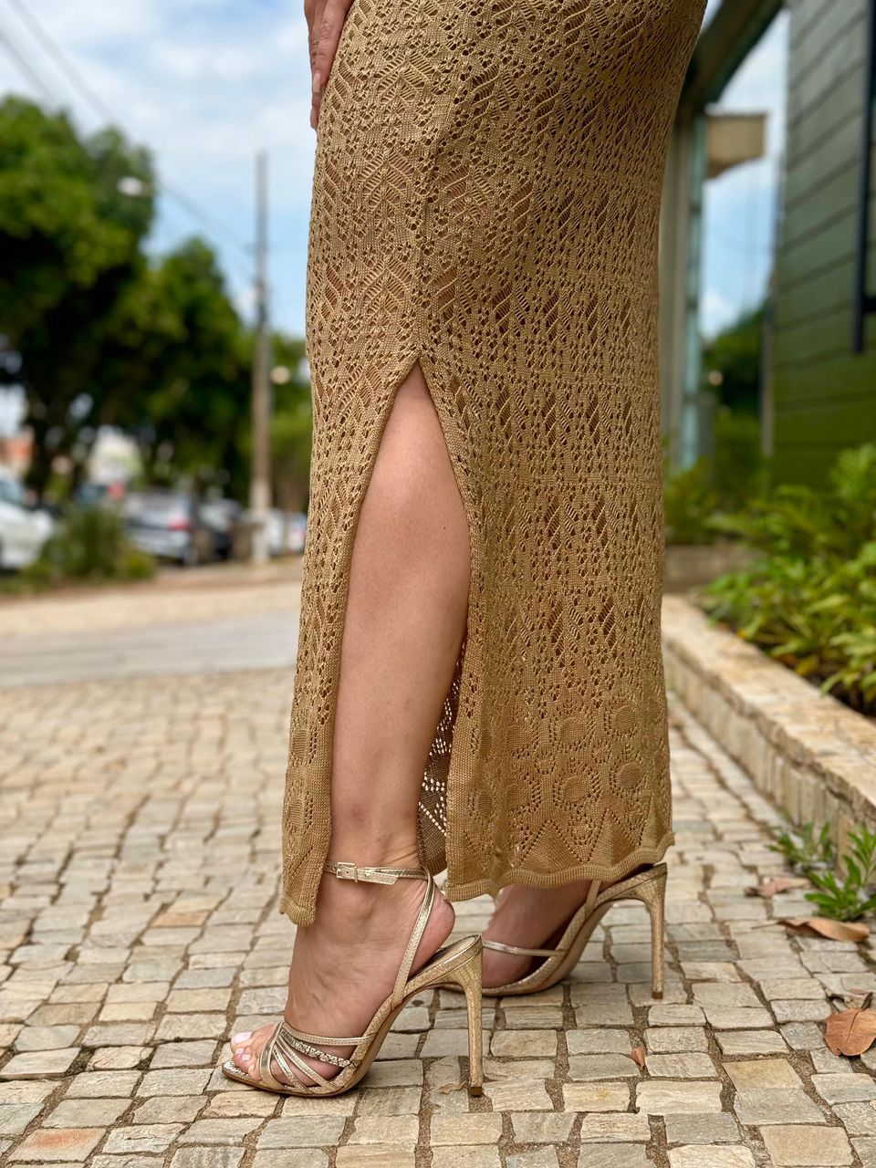 Vestido Tricô Longo Tomara que Caia Maldivas Bronze