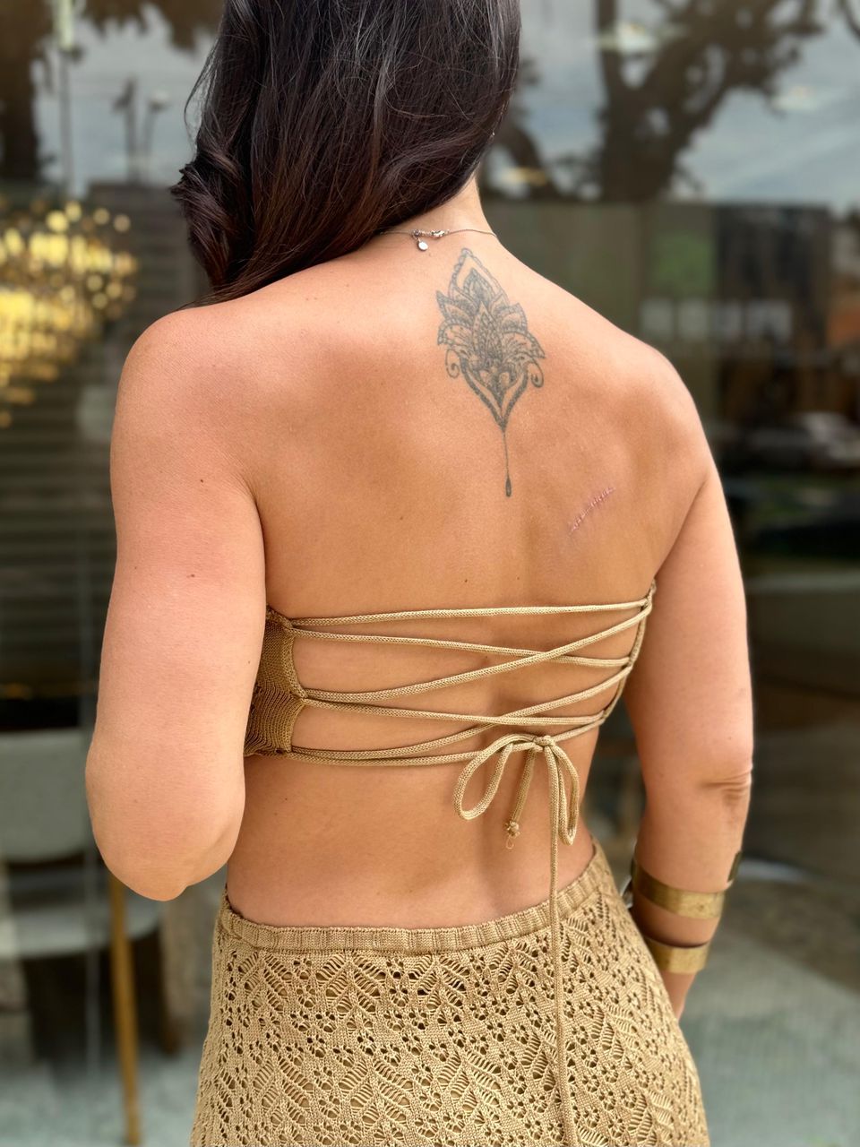 Vestido Tricô Longo Tomara que Caia Maldivas Bronze