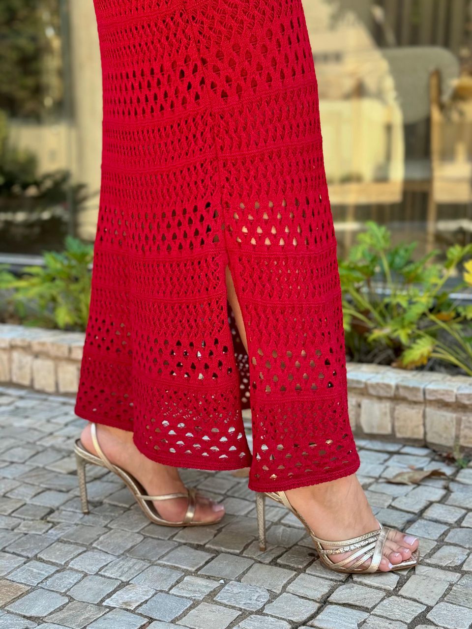 Vestido Tricô Modal Longo Vermelho Veneza