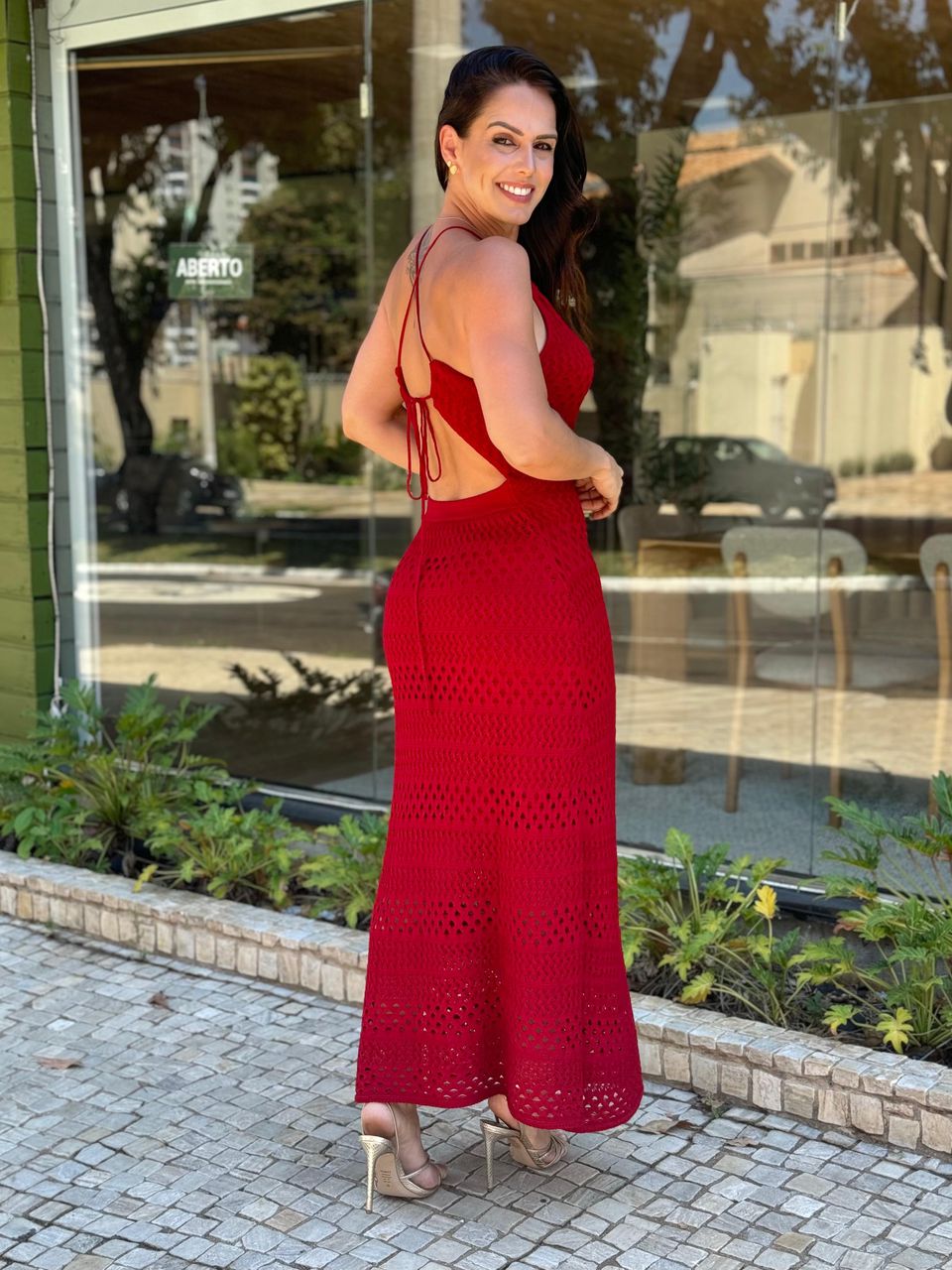 Vestido Tricô Modal Longo Vermelho Veneza - Arpaia