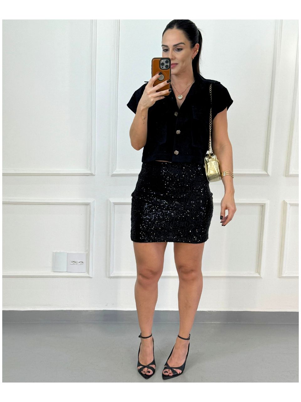Cropped Cargo Nati Preto