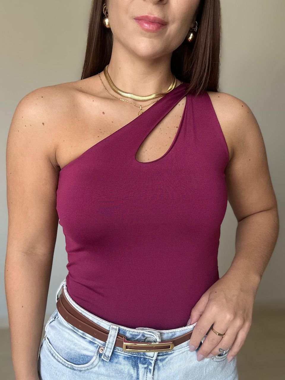 Body Marcela Nula Manga Uva - BRUVI