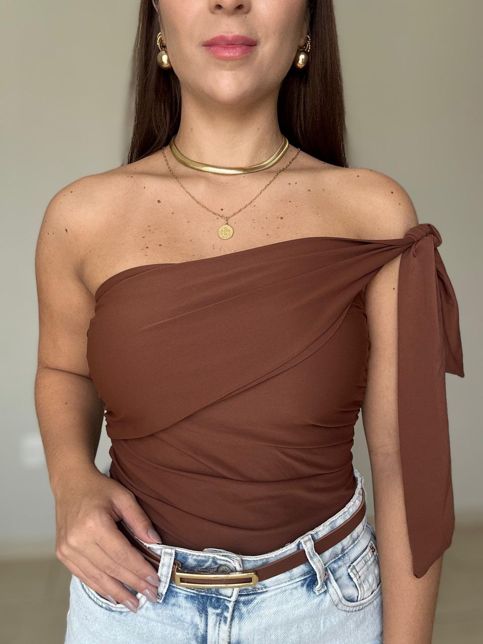 Blusa Julia de Nó Castanho - BRUVI