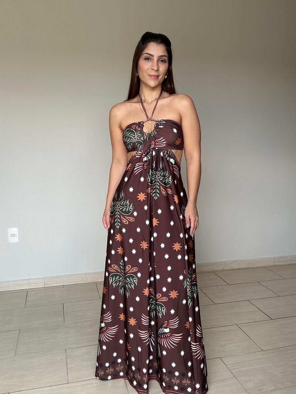 Vestido Nara Estampado Marrom - BRUVI