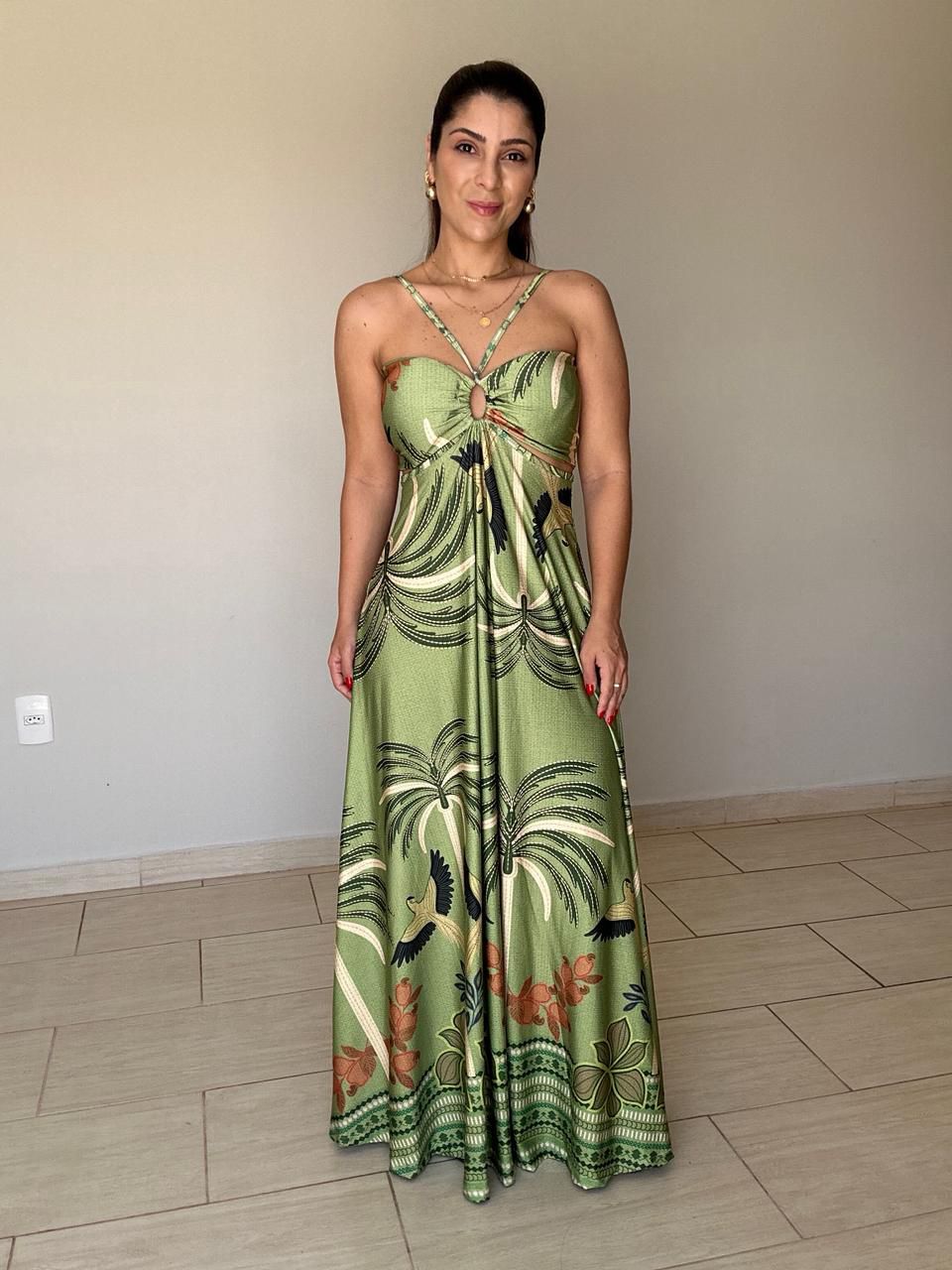 Vestido Bruna Estampado Verde - BRUVI