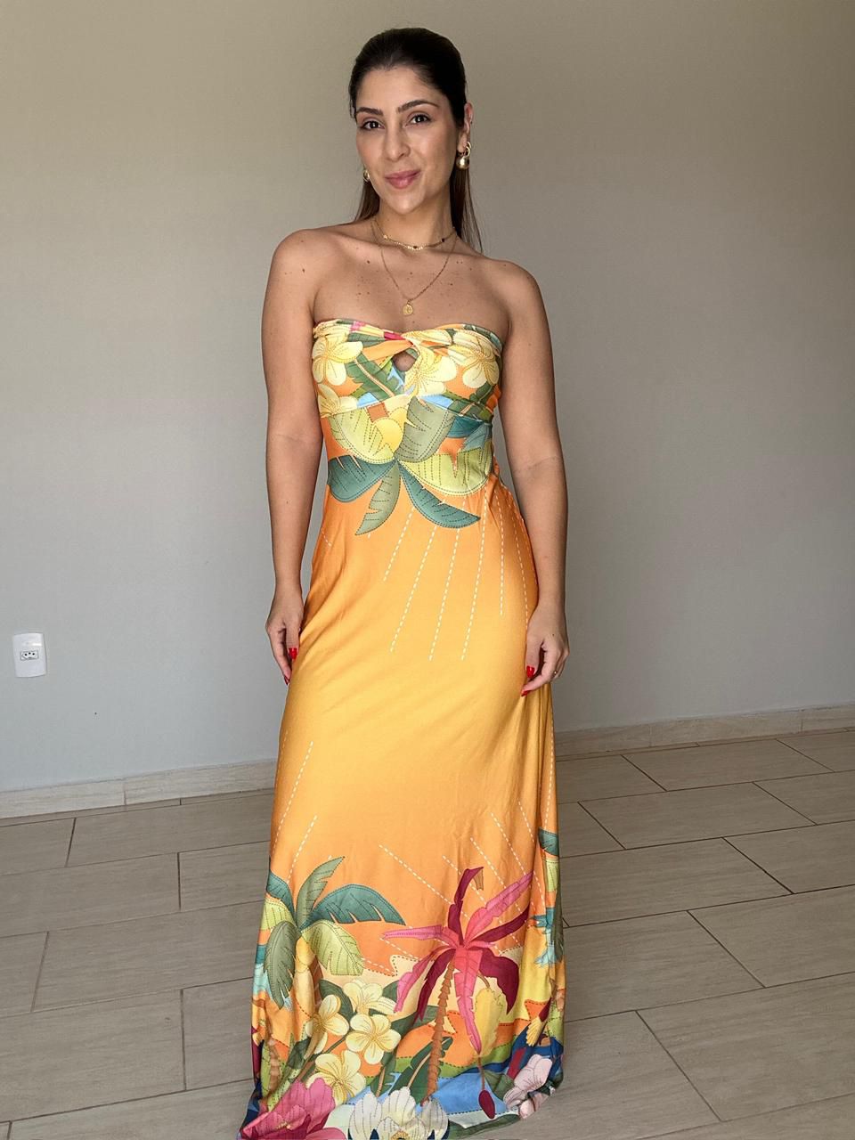 Vestido Camila Amarelo Estampado - BRUVI