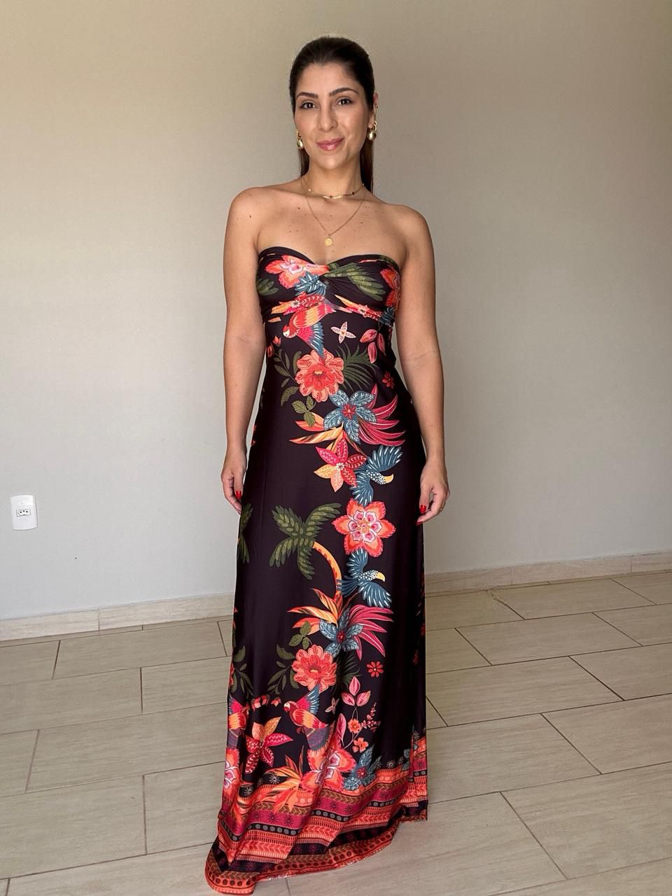 Vestido Camila Preto Estampado - BRUVI