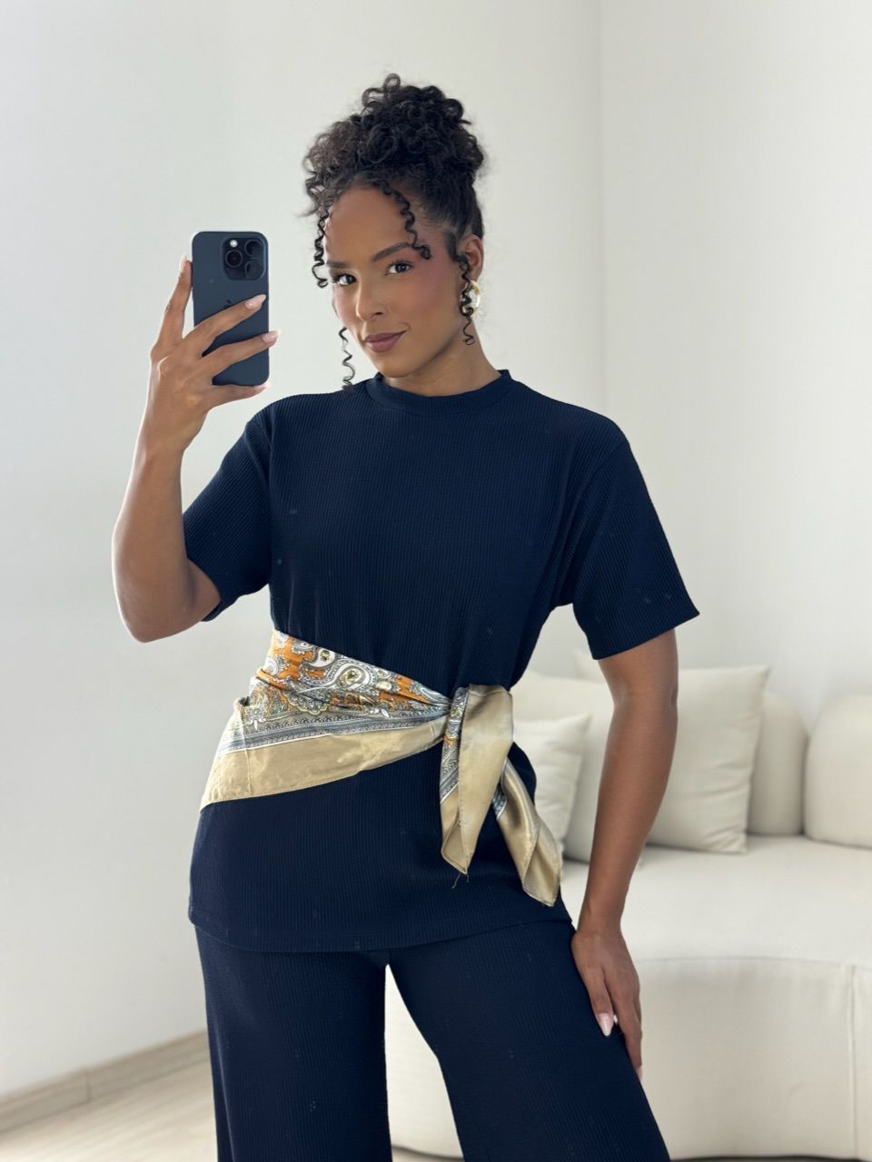 CONJUNTO IRENE BLUSA CALÇA MARINHO
