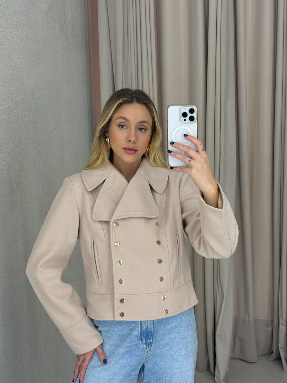 CASACO DÉBORA SPENCER Nude - 0066290049 - CAROLLA FERRARO