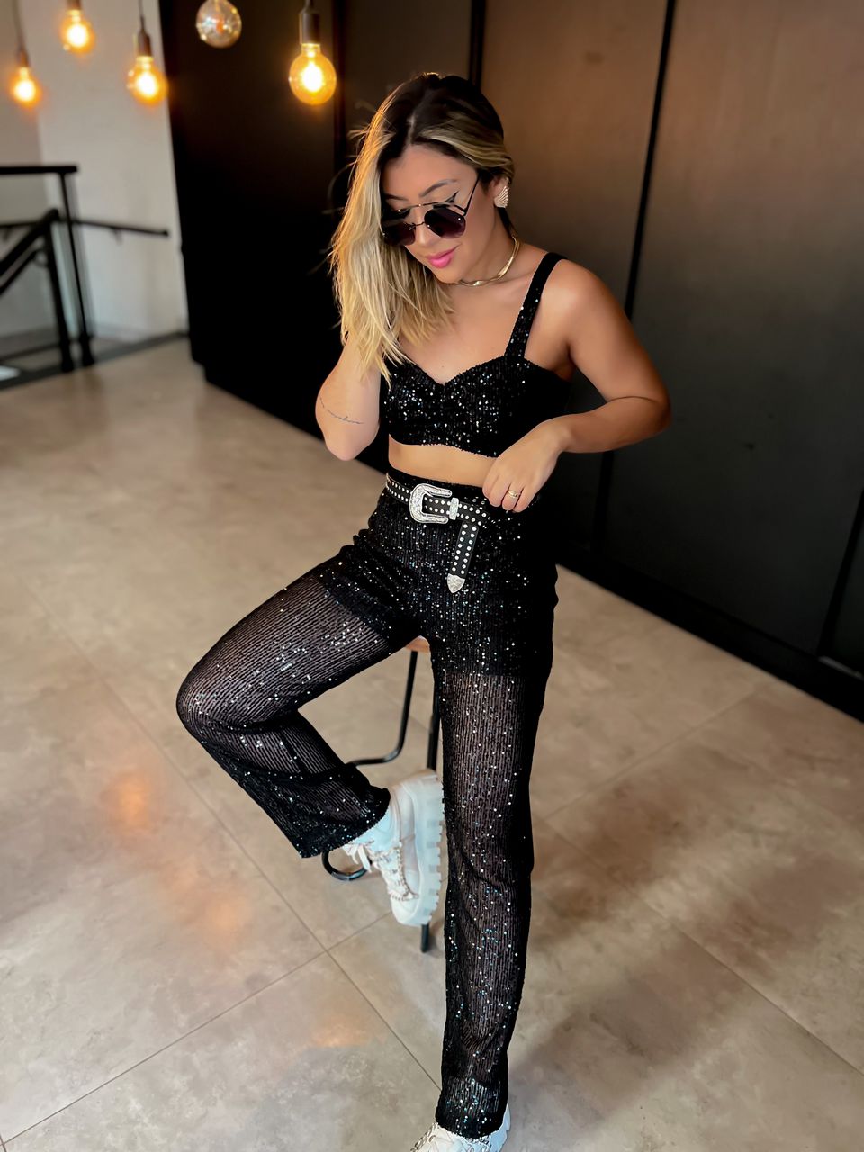CONJUNTO PAETE preto