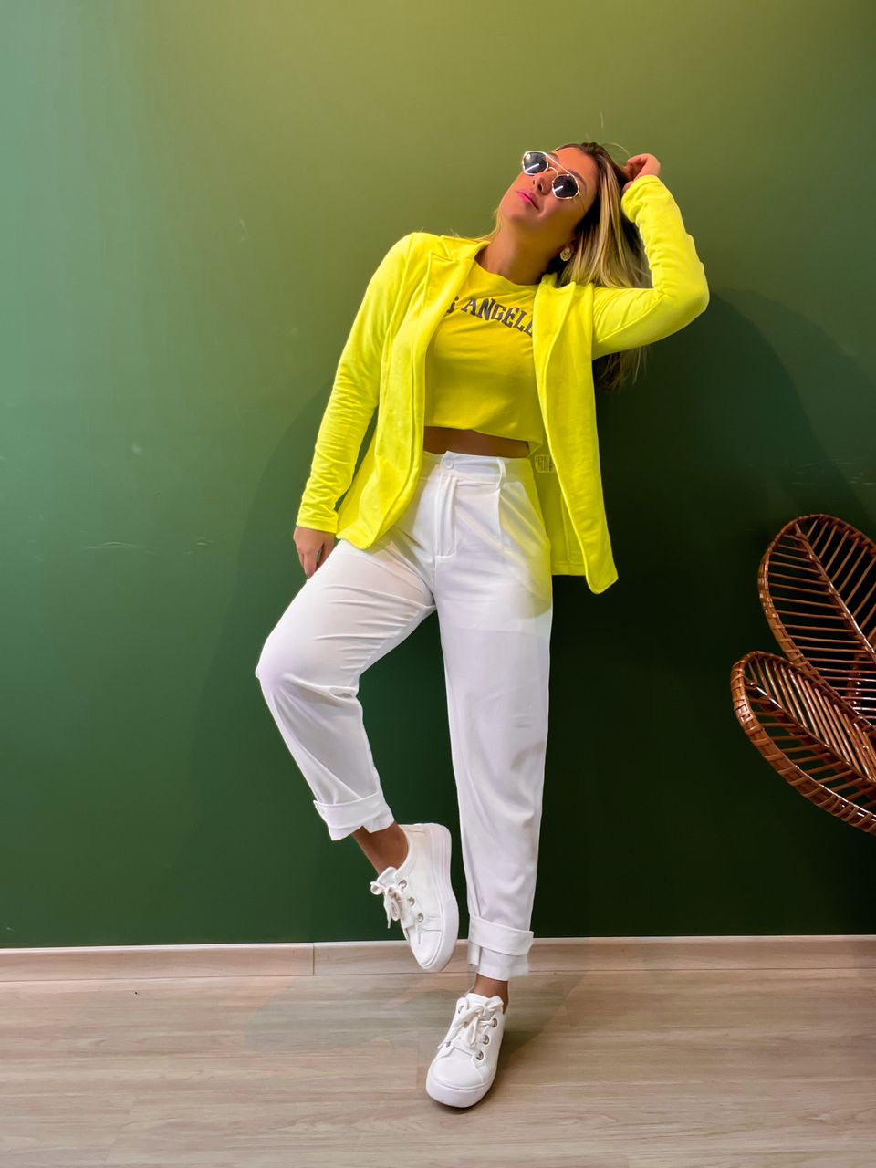 Blazer Moletom Neon Amarelo