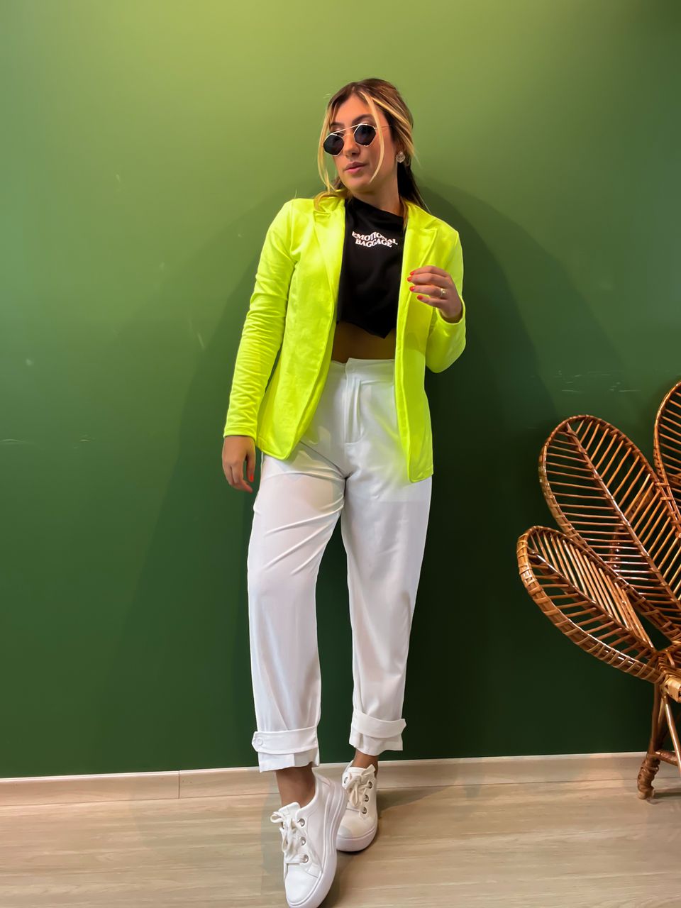 Blazer Moletom Neon Amarelo