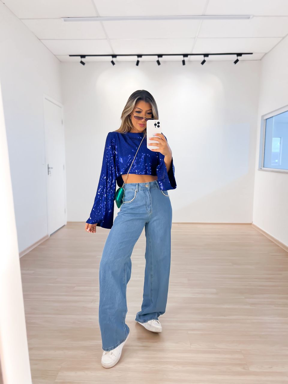 BLUSA CF PAETÊ azul