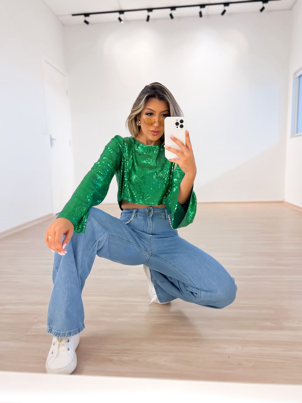 BLUSA CF PAETÊ verde