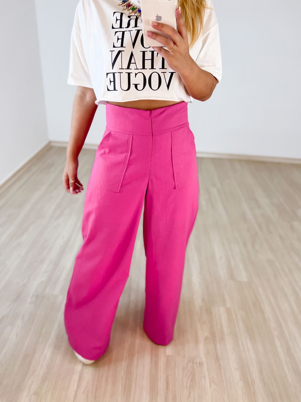 CALÇA CF PANTALONA LINHO Pink - 0032540037 - CAROLLA FERRARO