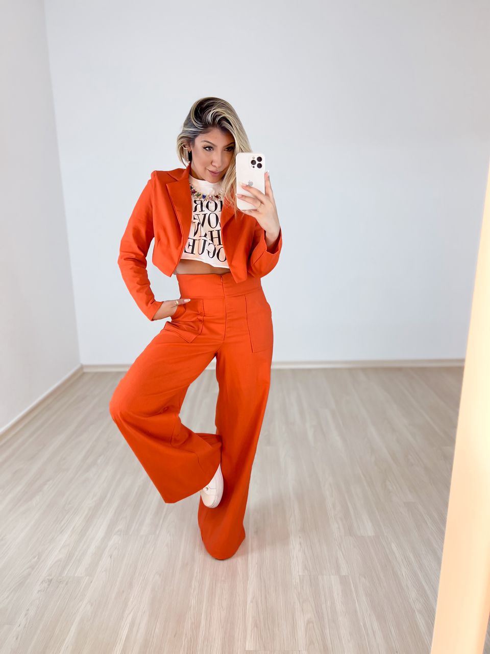 CALÇA CF PANTALONA LINHO Laranja