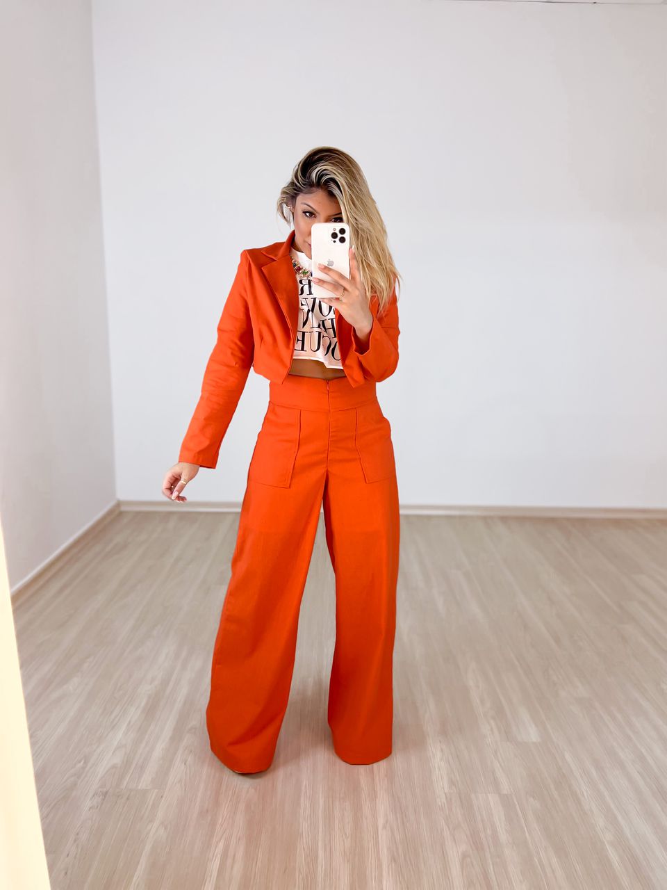CALÇA CF PANTALONA LINHO Laranja