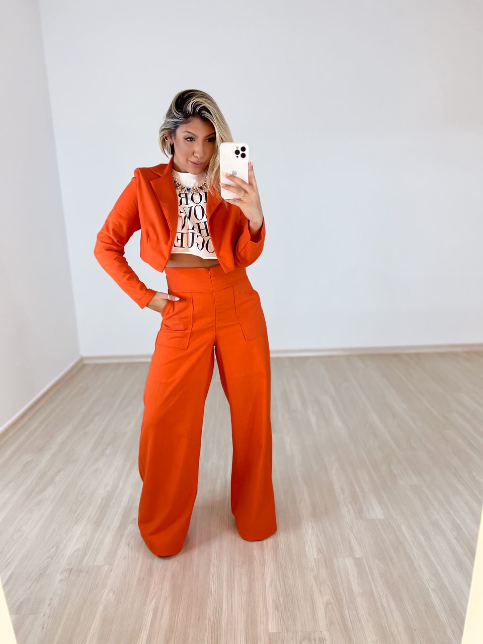 CALÇA CF PANTALONA LINHO Laranja