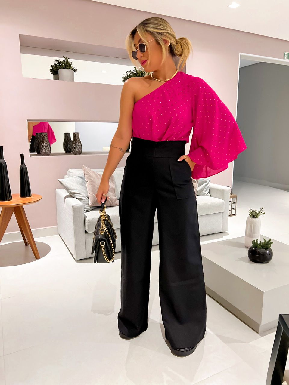 CALÇA CF PANTALONA LINHO Preta