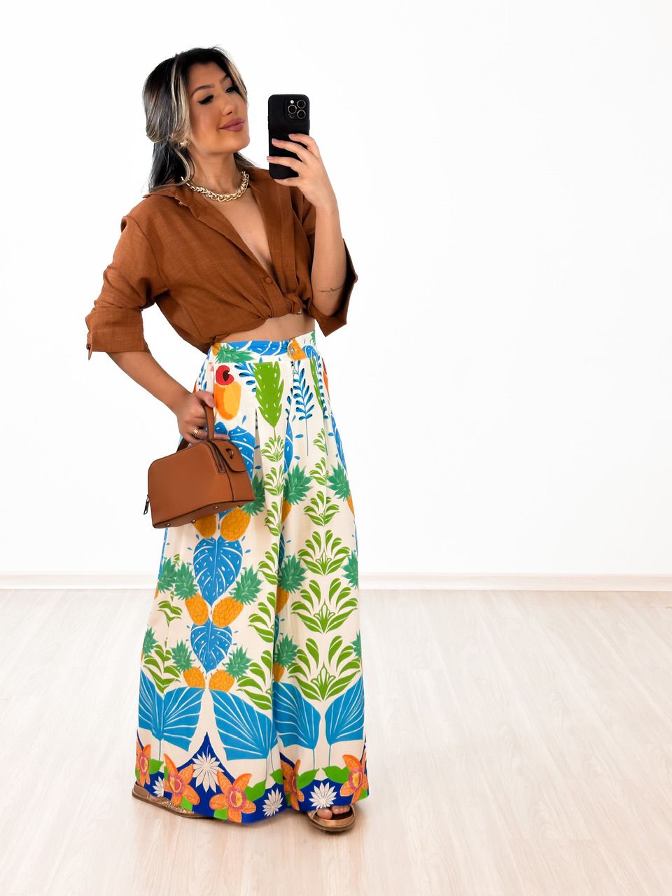 CALÇA ESTAMPADA TROPICAL OFF - 0042850048 - CAROLLA FERRARO