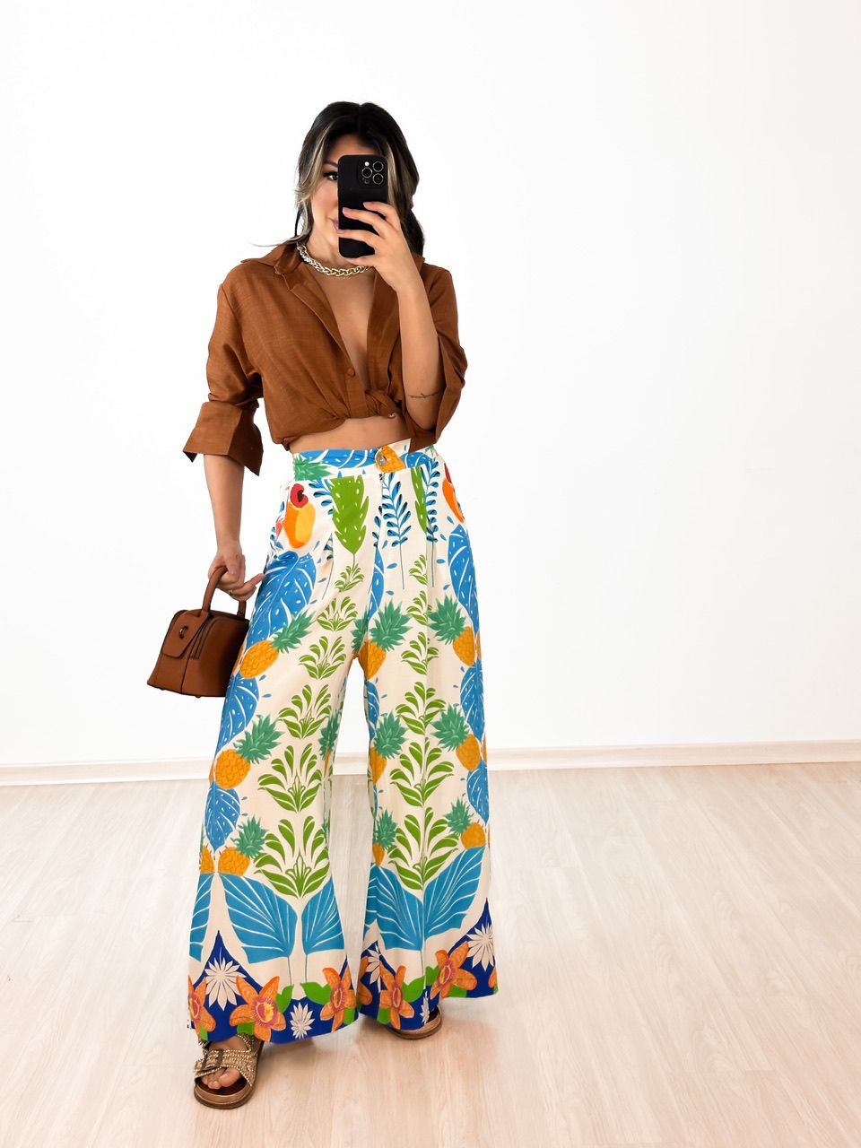 CALÇA ESTAMPADA TROPICAL OFF