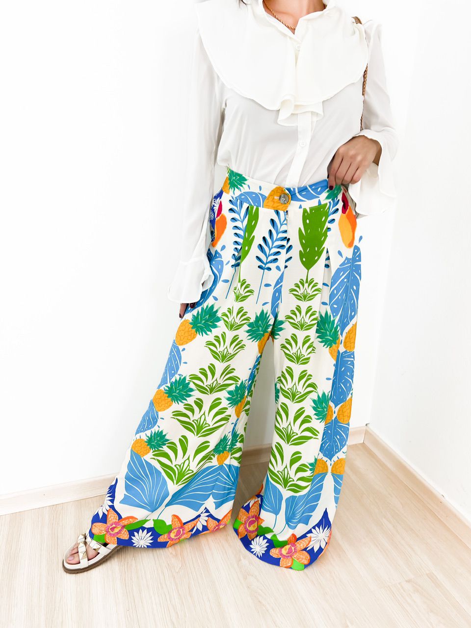 CALÇA ESTAMPADA TROPICAL OFF