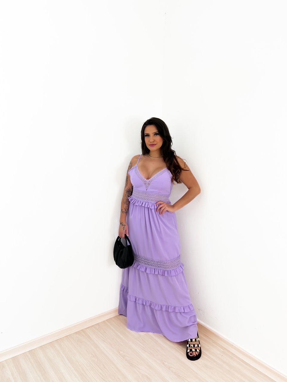 VESTIDO MICAELE RENDA LILAS
